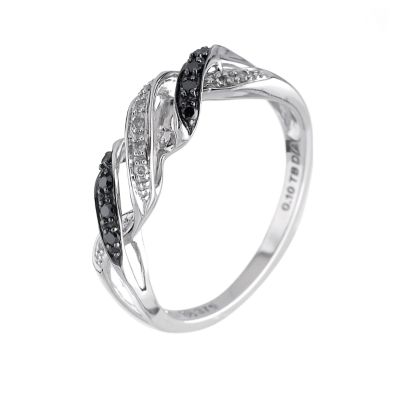 9ct White Gold Black And White Diamond Ring