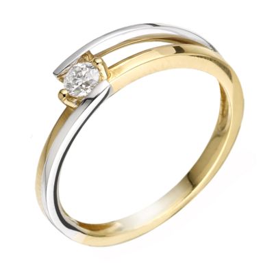 9ct two colour gold fifteen point diamond ring - Product number 6323707
