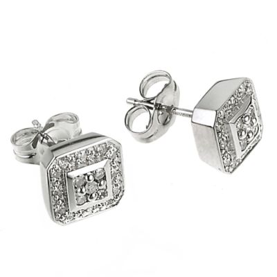 9ct white gold diamond square cluster stud earrings - Product number 6324169