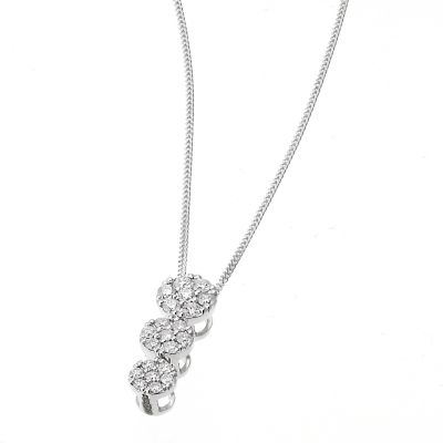 9ct white gold quarter carat round diamond cluster pendant - Product number 6324223