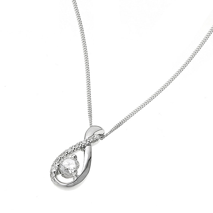 9ct white gold fifth carat diamond teardrop pendant - Product number ...