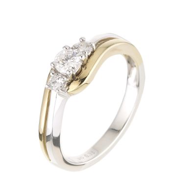 9ct two colour gold third carat diamond three stone ring - Product number 6325211