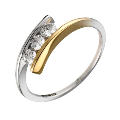 18ct gold two colour half carat diamond  three stone ring - Product number 6325750