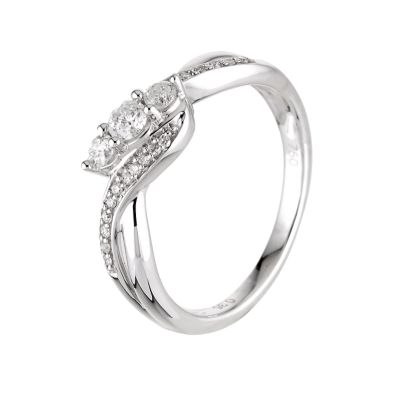 9ct white gold third carat diamond 3 stone ring