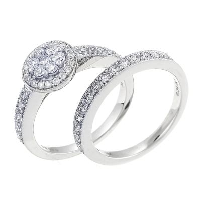 18ct white gold 1 carat diamond bridal set - Product number 6326145