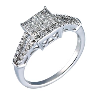 Unbranded 18ct white gold half carat diamond ring