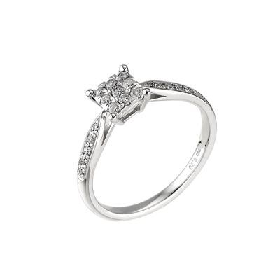 18ct white gold fifth carat diamond square cluster ring