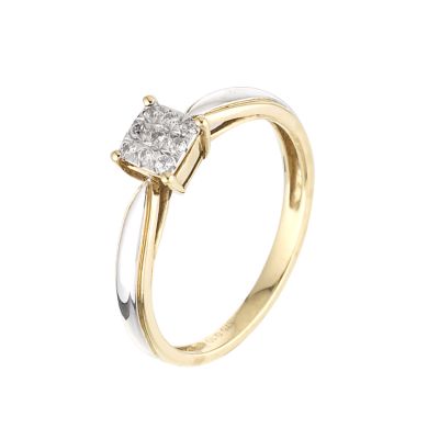 18ct white and yellow gold diamond cluster ring - Product number 6327087