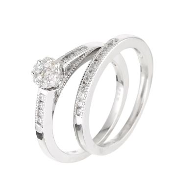 18ct white gold third carat diamond bridal set - Product number 6327559