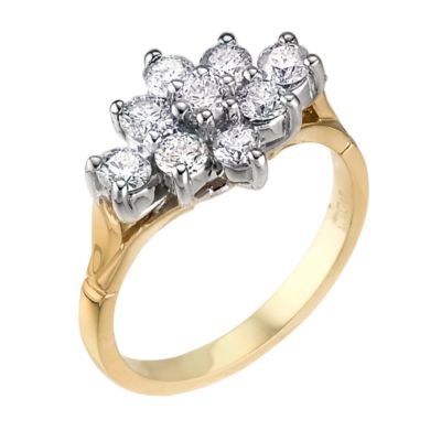 18ct gold one carat diamond cluster ring - Product number 6327885