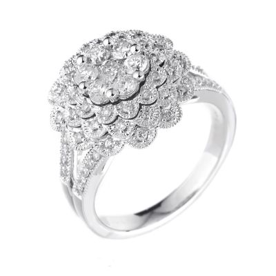 18ct white gold 1 carat flower cluster ring - Product number 6330401