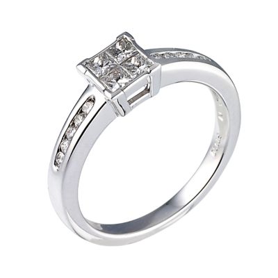 Platinum half carat diamond cluster ring