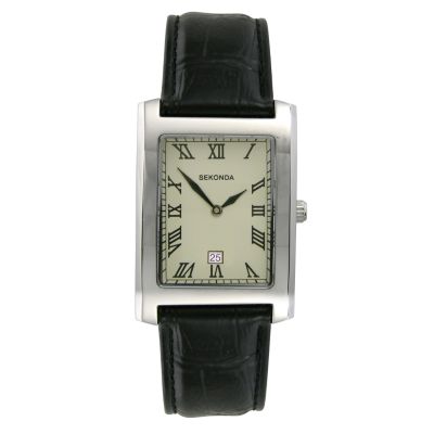 Sekonda Men` Black Leather Strap Watch