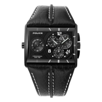 Twingear Men` Black Strap Watch