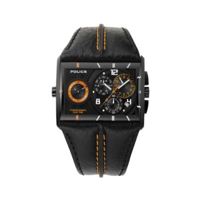 Police Twingear Black And Orange Strap Watch