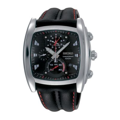 Seiko Men's Black Leather Strap Watch - Product number 6331653