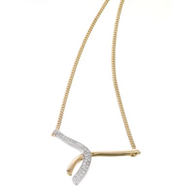 9ct yellow gold 16 point diamond necklace - Product number 6331874