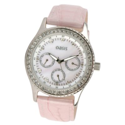 Oasis Ladies' Pink Leather Strap Watch - Product number 6333079