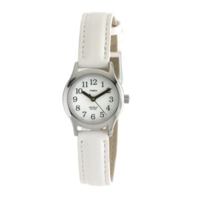 Timex Indiglo Child` White Leather Strap Watch