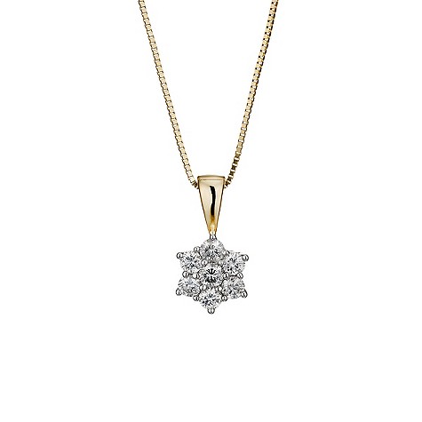 Unbranded 18ct gold one carat diamond daisy cluster pendant