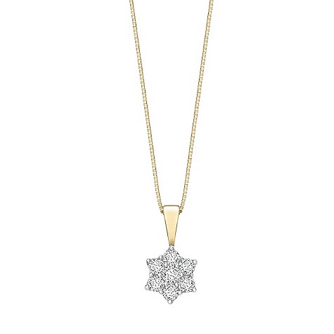 Unbranded 18ct gold half carat diamond daisy cluster pendant