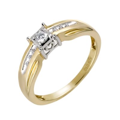 9ct Yellow Gold Pave Set Diamond Ring - Product number 6334938