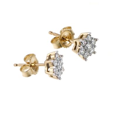 18ct gold third carat diamond daisy cluster earrings Ernest Jones