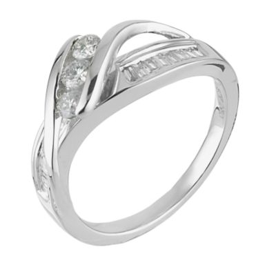 9ct White Gold Half Carat Diamond Three Stone Ring - Product number 6336124