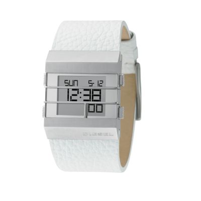 Diesel Men's White Leather Strap Digital Watch - Product number 6336531