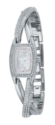 Ladies`Stainless Steel Crossover Bangle Watch