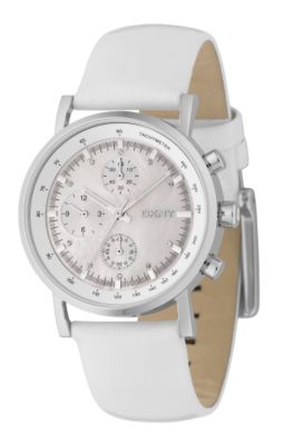 DKNY Ladies`Chronograph White Leather Strap Watch