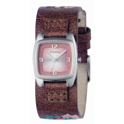 Fossil Ladies' Embroidered Leather Cuff Watch - Product number 6338968