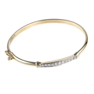 9ct Gold Cubic Zirconia Set Expander Small Bangle