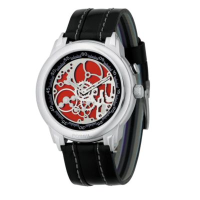 Fossil Men's Black Leather Strap Watch