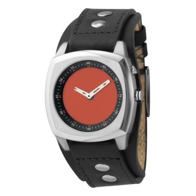 Fossil Men's Black Leather Cuff Watch