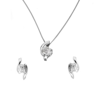 9ct White Gold And Diamond Pendant And Earrings Box Set at H. Samuel