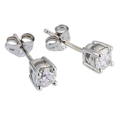 H Samuel 9ct White Gold Half Carat Stud Earrings