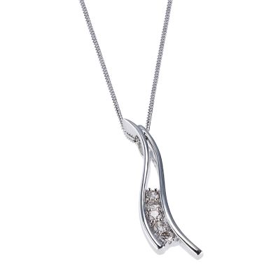 9ct White Gold Diamond Curve Earrings - Product number 6339980