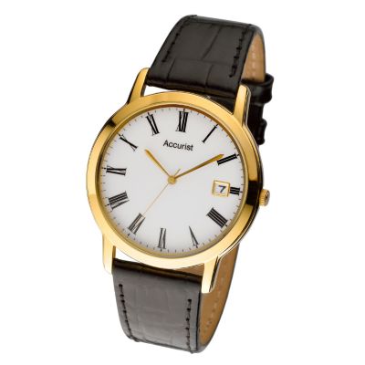 Accurist Men's Black Crocodile Leather Strap Watch - Product number 6341063