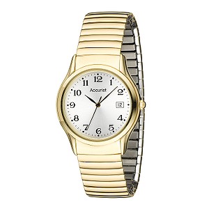 Accurist Men` Gold-Plated Expander Bracelet Watch