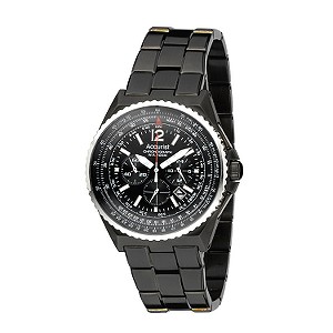 Accurist Skymaster Men` Black Bracelet Chronograph Watch