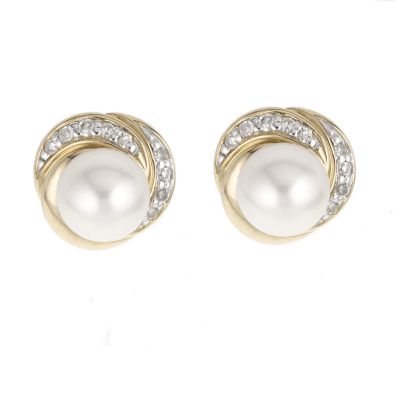 9ct yellow gold and diamonds cultured pearl earrings - Product number 6341632