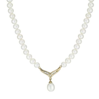 Cultured freshwater pearl 9ct gold necklace