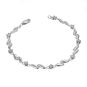9ct White Gold Cubic Zirconia Wave Bracelet - Product number 6342574