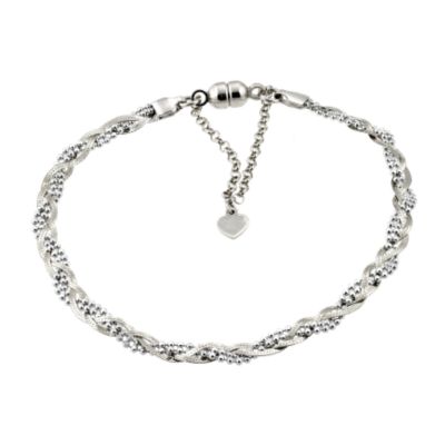 9ct White Gold Herringbone And Bead Bracelet - Product number 6343198