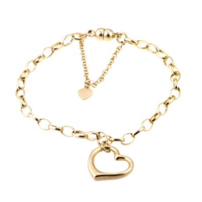 9ct Yellow Gold Heart Charm Bracelet
