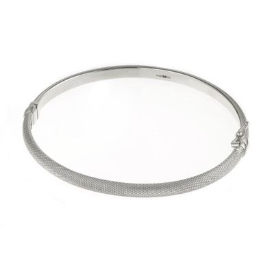 9ct White Gold Textured Hinged Bangle - Product number 6343325