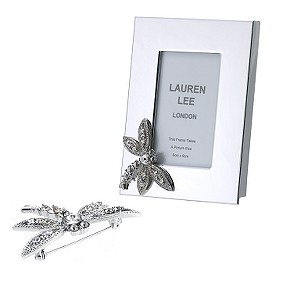 Special Memories Ladies Dragonfly Brooch And Photo Frame Set