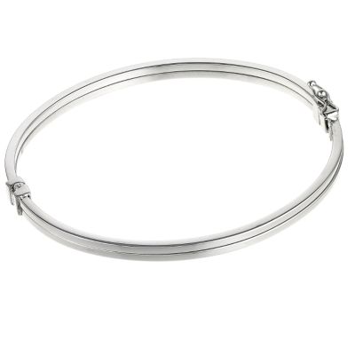9ct white gold double bar hinged bangle - Product number 6346308