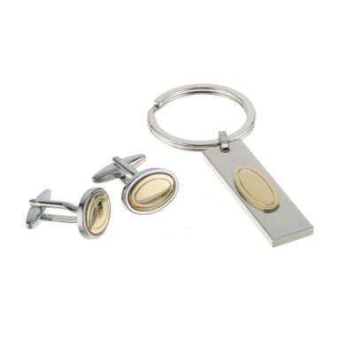 Men's Two Tone Keyring And Cufflink Set - Product number 6346405